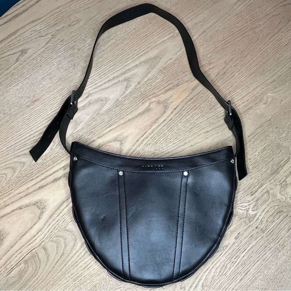Dion Lee Crescent Weave Black Leather Shoulder Bag Industrial Punk Goth